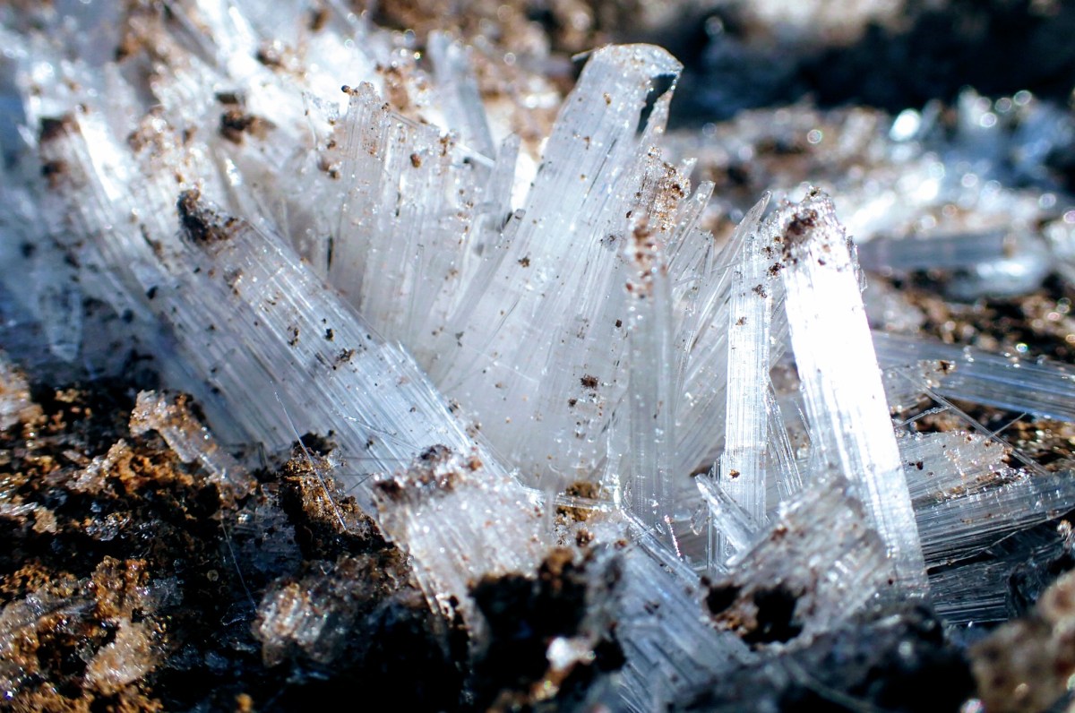 Cristales de hielo mañanero en Altos de Lircay